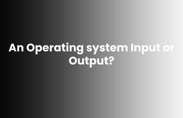An Operating system Input or Output?