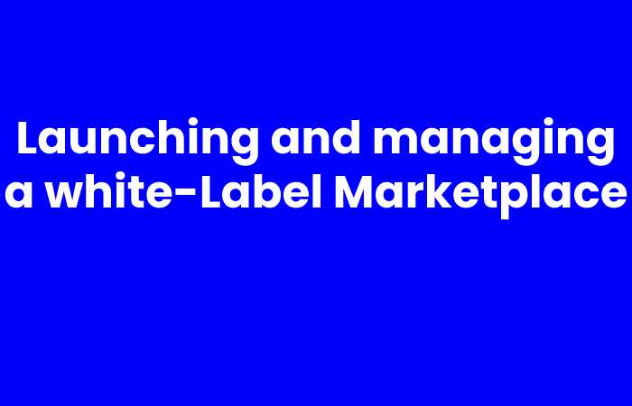 Launching and managing a white-Label Marketplace