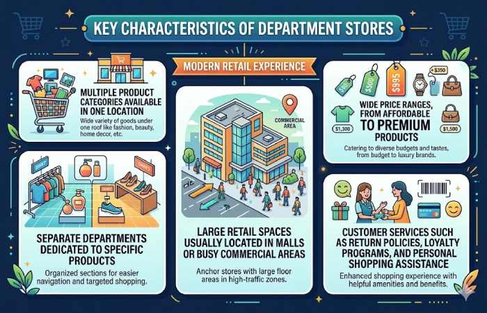 key characteristics of department stores